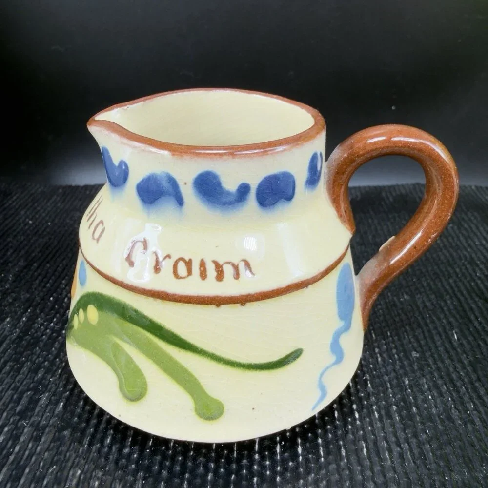 Watcombe Torquay Pottery Small Pitcher‎ Creamer Motto Ware England Handpainted